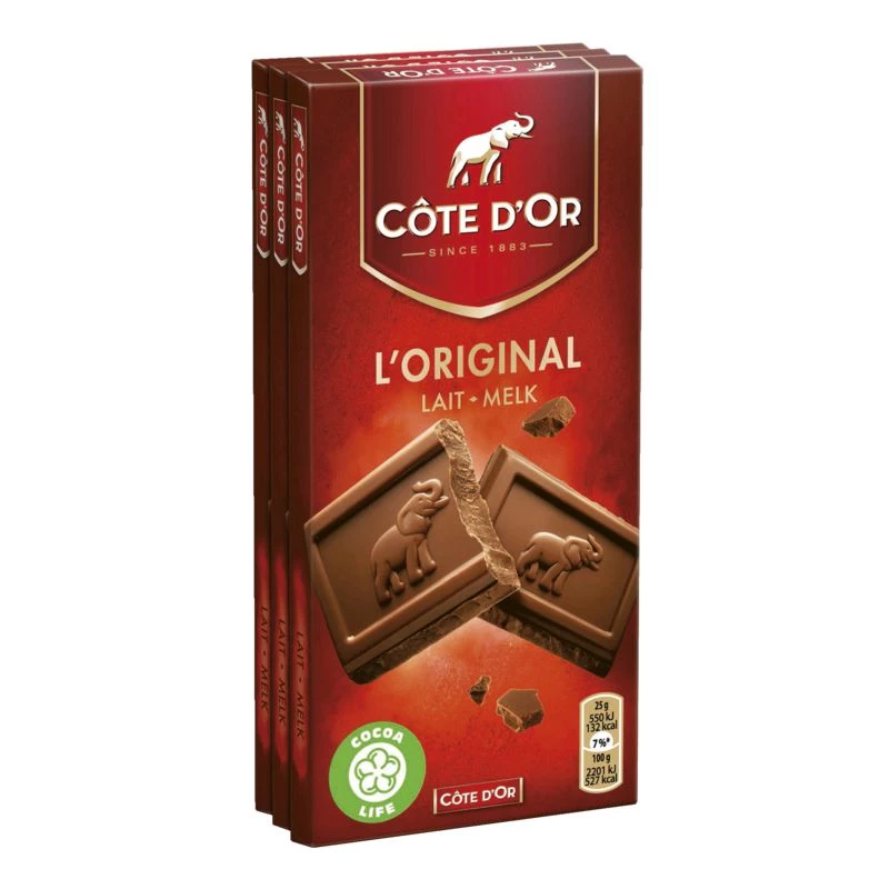 Barra de chocolate con leche 3x100g - COTE D'OR