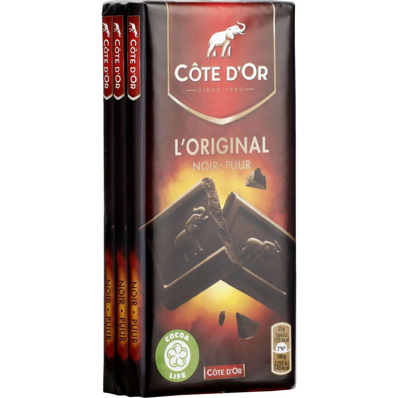 Barra de chocolate extra negro 3x100g - COTE D'OR