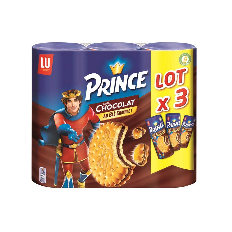 Biscuits Prince chocolat au blé complet 3x300g - PRINCE