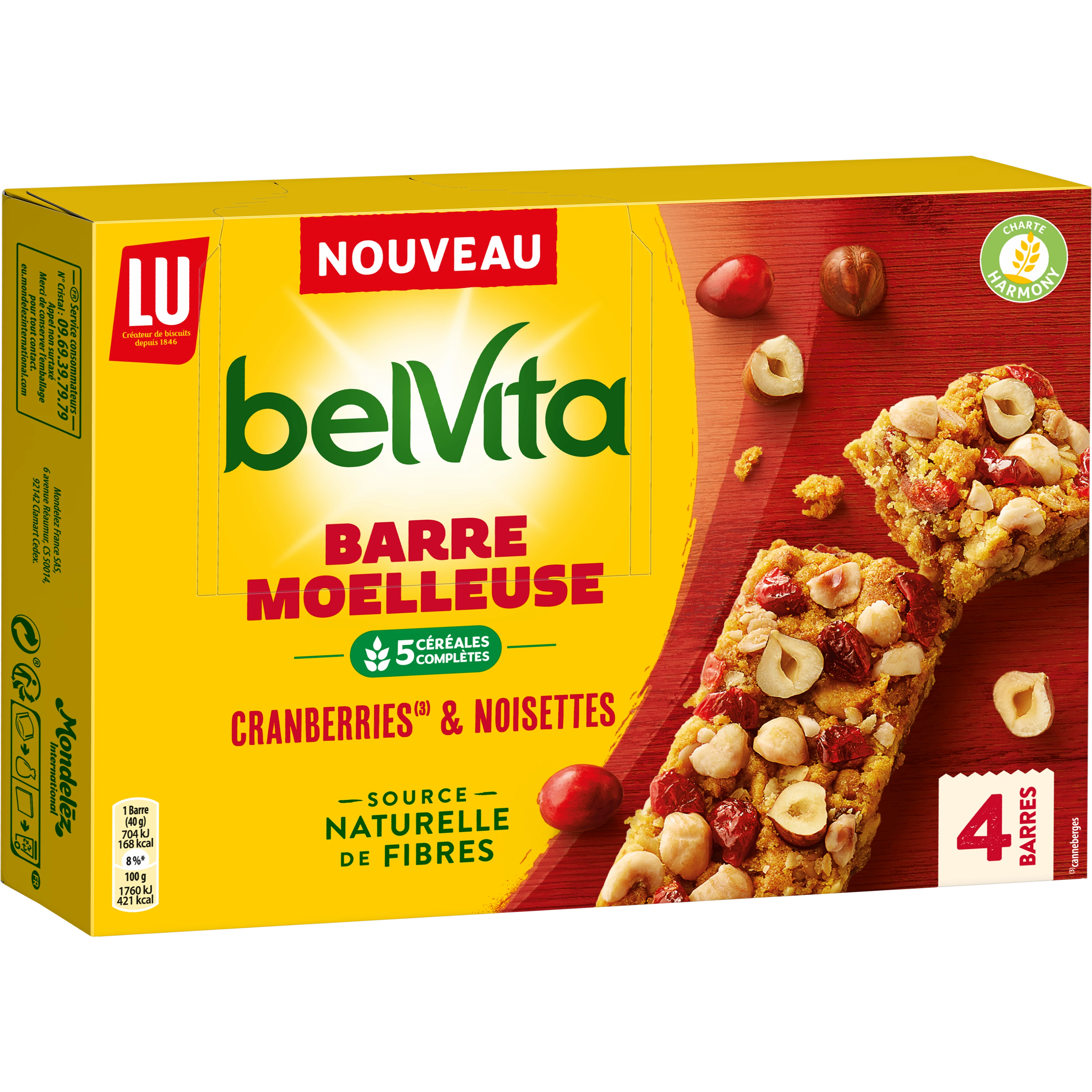 Galletas blandas de barra de frutos rojos - 160g - BELVITA