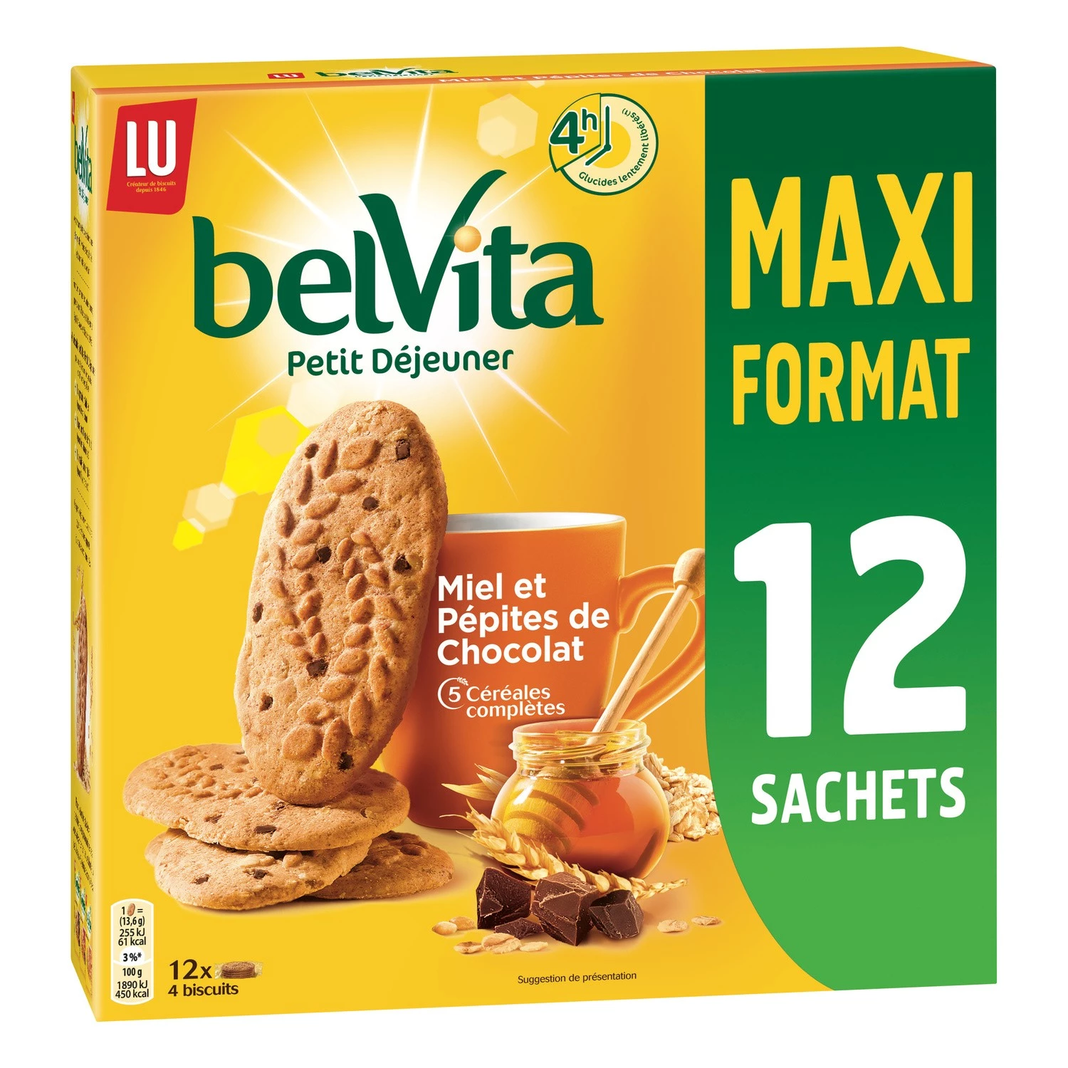 بسكويت الإفطار بالعسل ورقائق الشوكولاتة 650 جرام - BELVITA