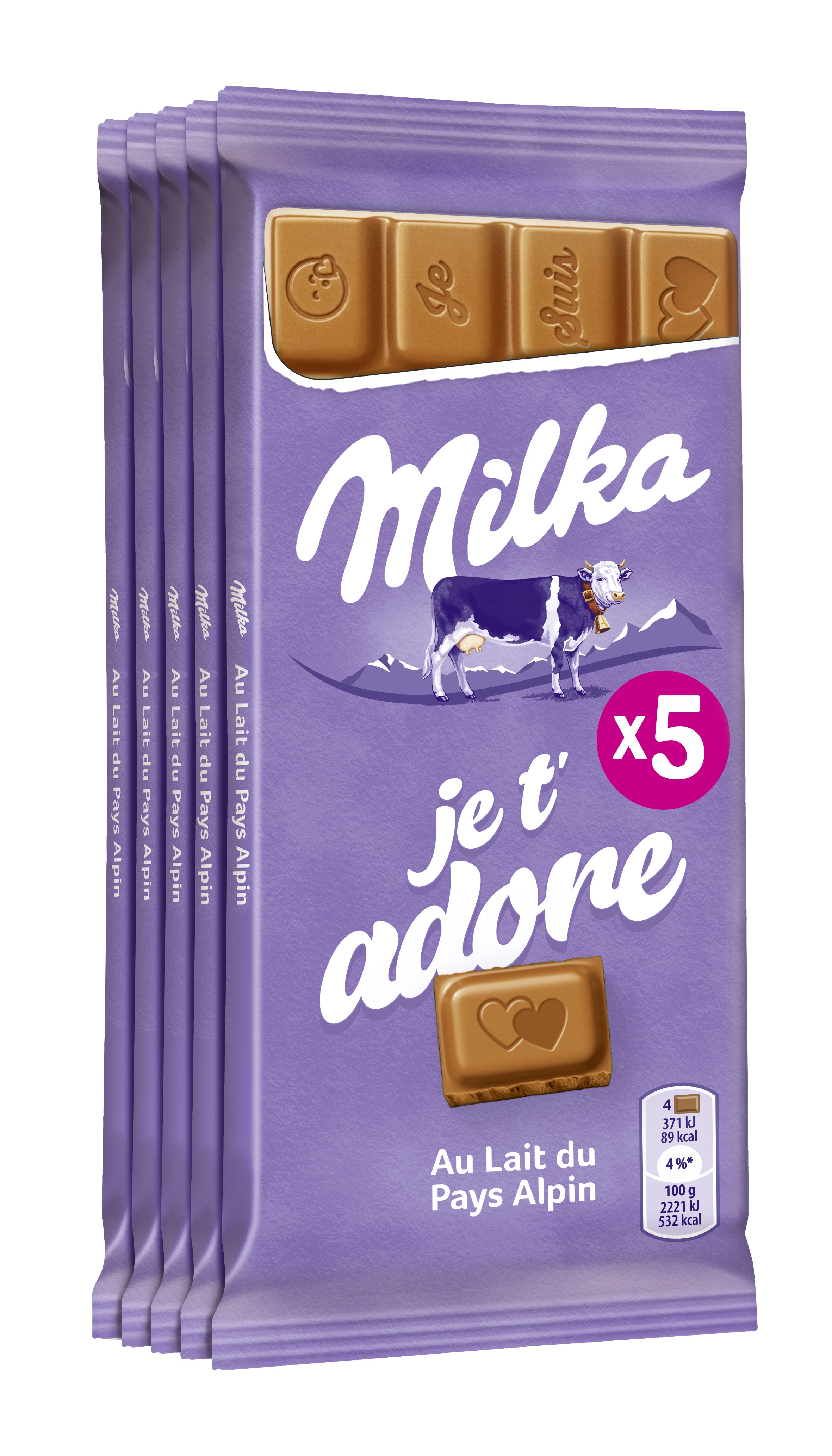 Barras de Chocolate ao Leite Alpino 5x100g - MILKA