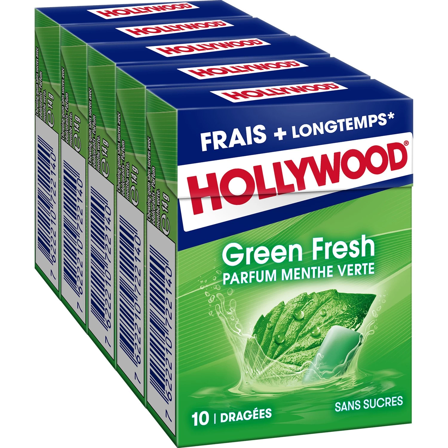 Green Mint Chewing Gum Without Sugar; 70g - HOLLYWOOD