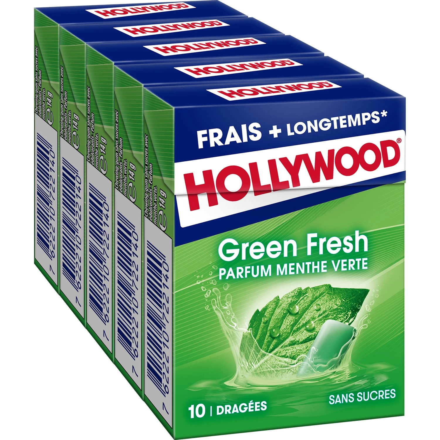 Gomma da masticare alla menta verde senza zucchero; 70 g - HOLLYWOOD