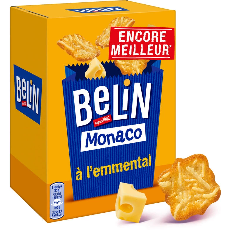 Biscoitos Aperitivos Monaco Emmental Crackers, 100g - BELIN