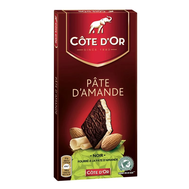 لوح شوكولاتة داكنة مع عجينة اللوز 150 جرام - COTE D'OR