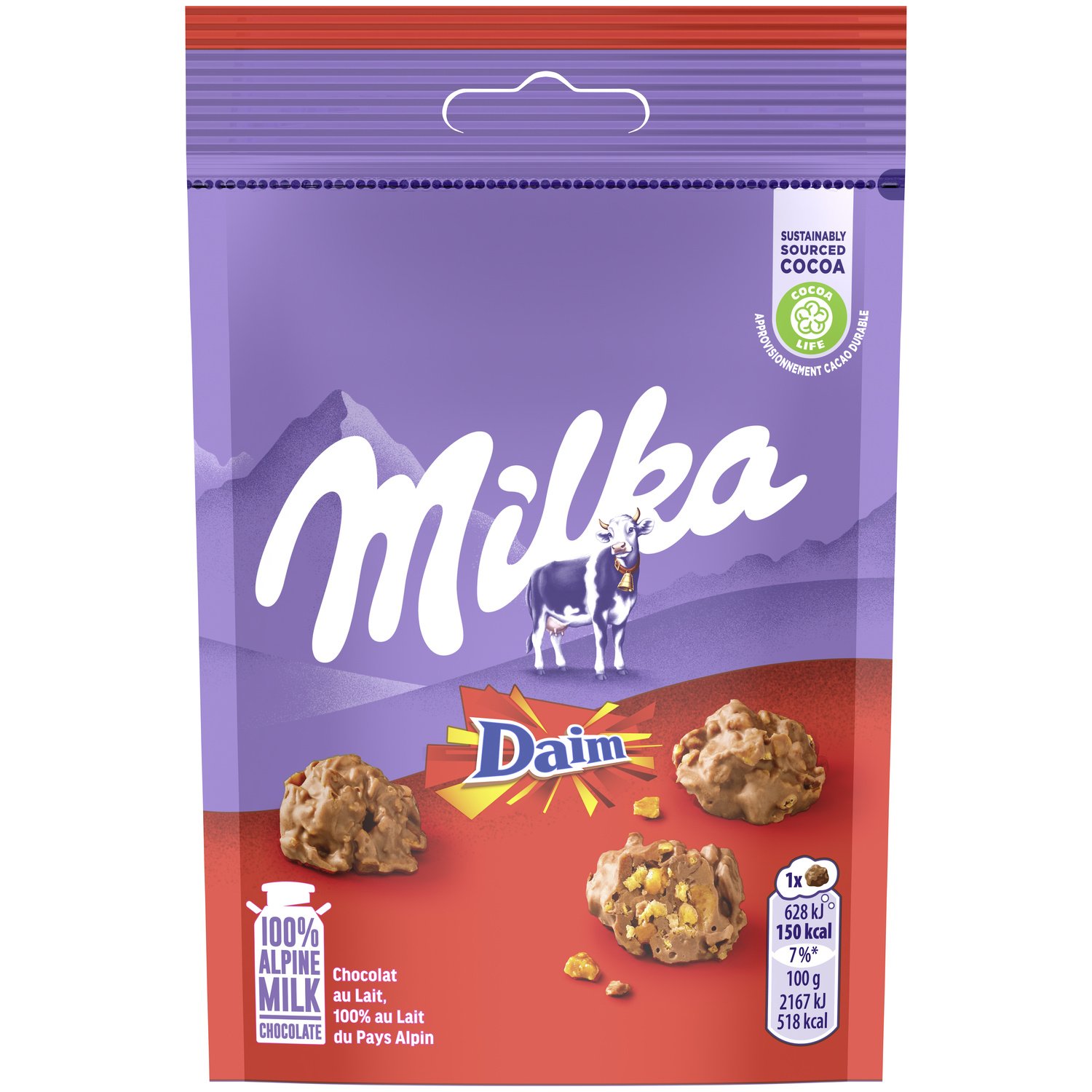 Chocolat éclats de daim & cornflakes 145g - MILKA