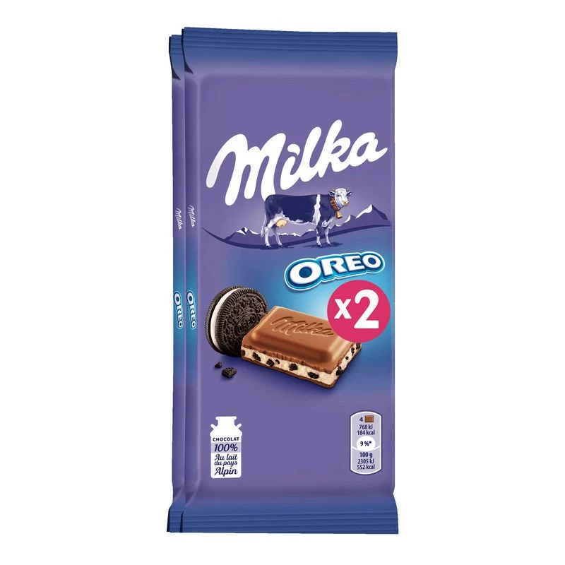 بار شوكولاتة الحليب قطع أوريو 2x100 جرام - MILKA
