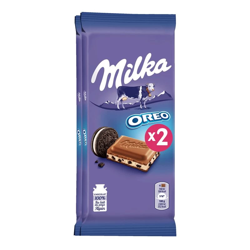 Tavoletta di cioccolato al latte Oreo pezzi 2x100g - MILKA