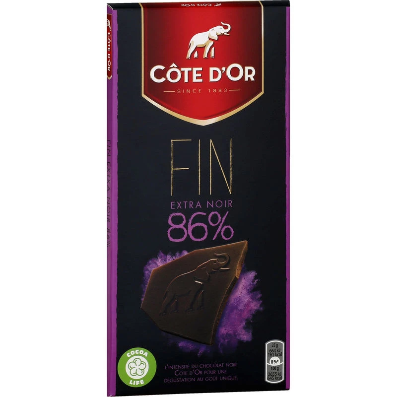 Extra fijne reep pure chocolade 100g - COTE D'OR
