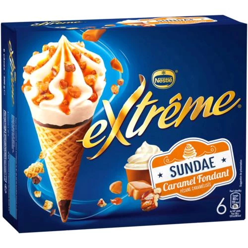 Glace sundae caramel fondant extrême x6 396g - NESTLE