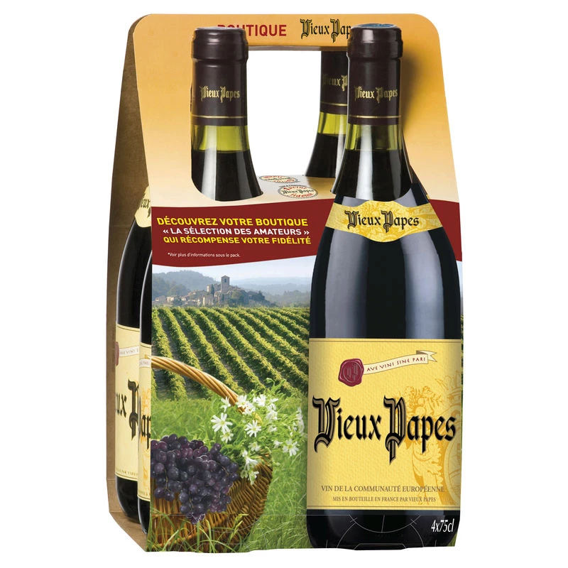 Vin rouge, 12°, 4x75cl - VIEUX PAPES