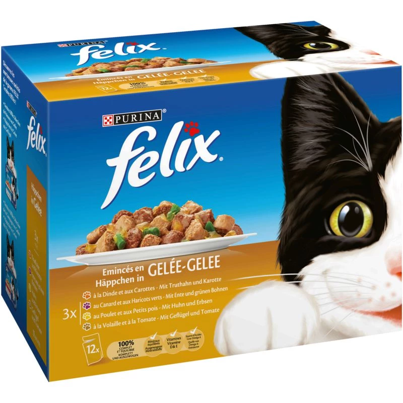 Pâtée pour chat assortiment viandes Felix 12x100 g - PURINA