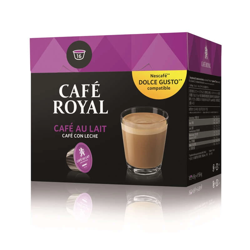 Café au lait x16 capsules compatibles 159g - CAFÉ ROYAL