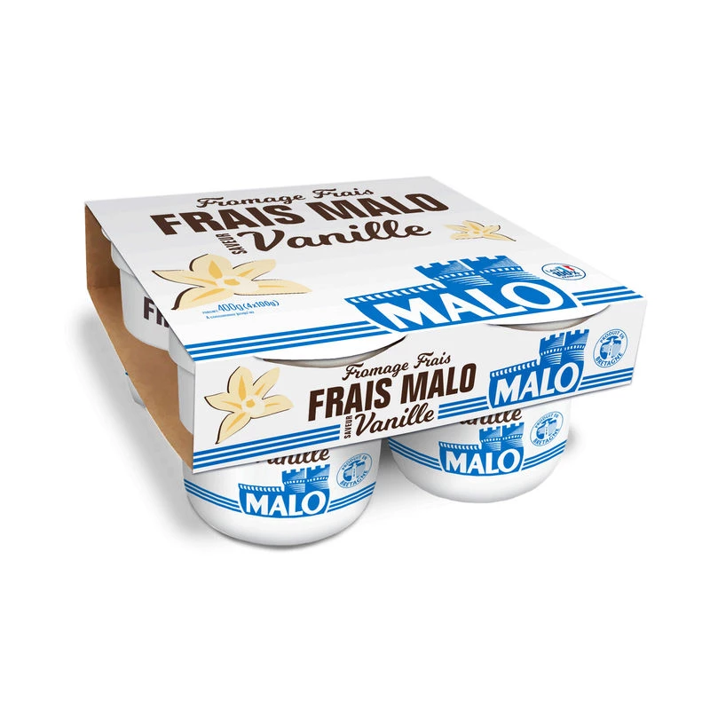 Yaourt Fromage Frais Vanille 8% 4x100g - MALO