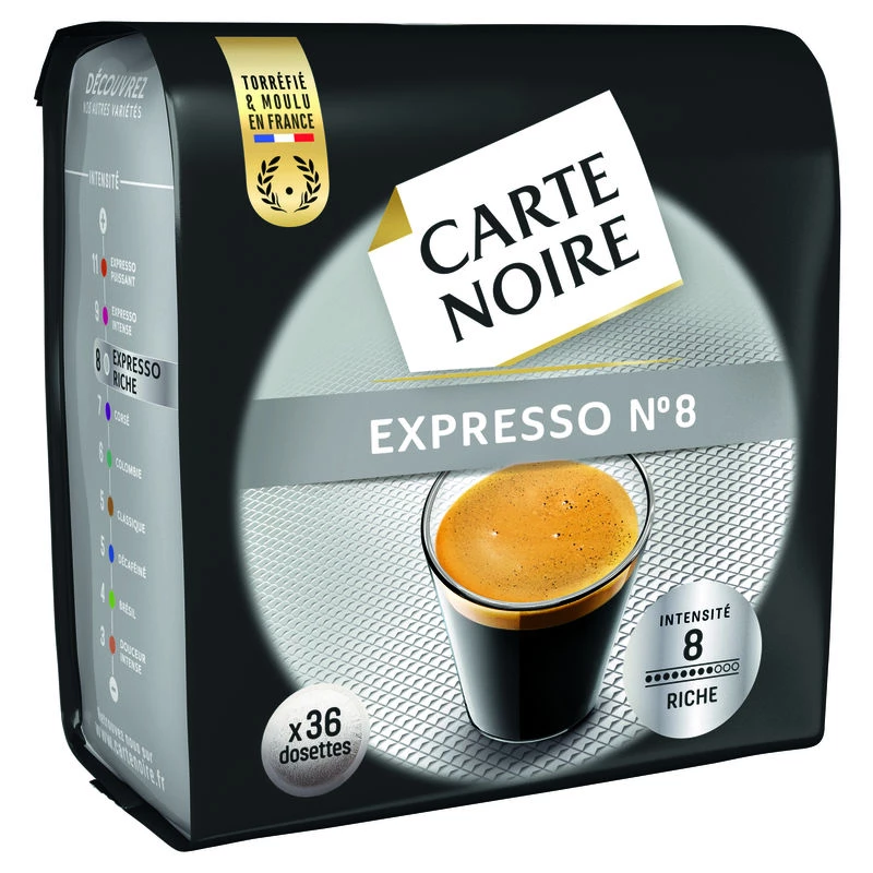 Café espresso n°8 x36 dosettes 250g - CARTE NOIRE