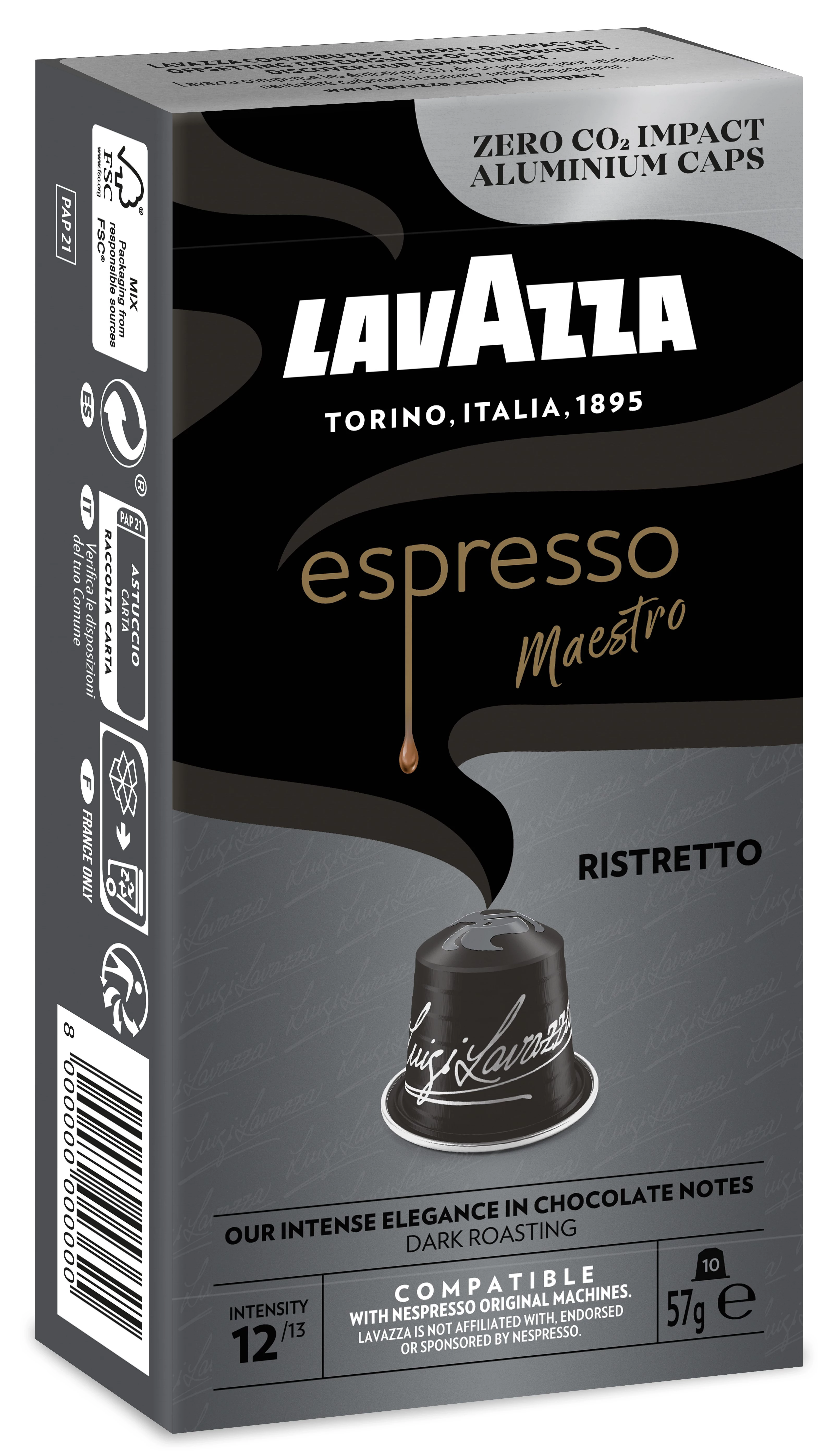 Café Capsules X10 Aluminium Ristretto 55g - LAVAZZA