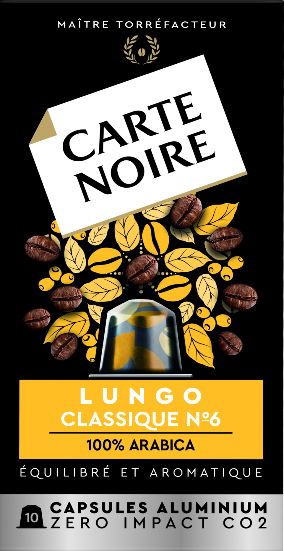 Capsules Café Espresso Lungo Compatibel Nespresso; x10; 56g - CARTE NOIRE