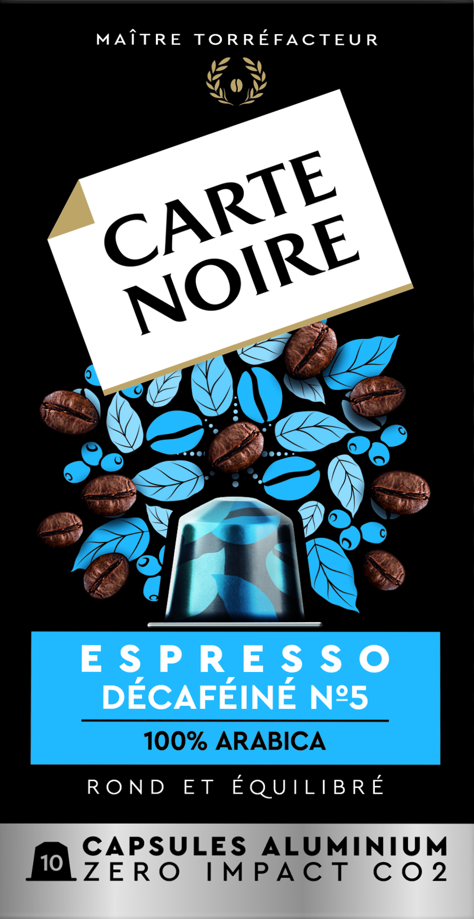 Capsules Café Espresso Décaféiné; x10; 57g - CARTE NOIRE