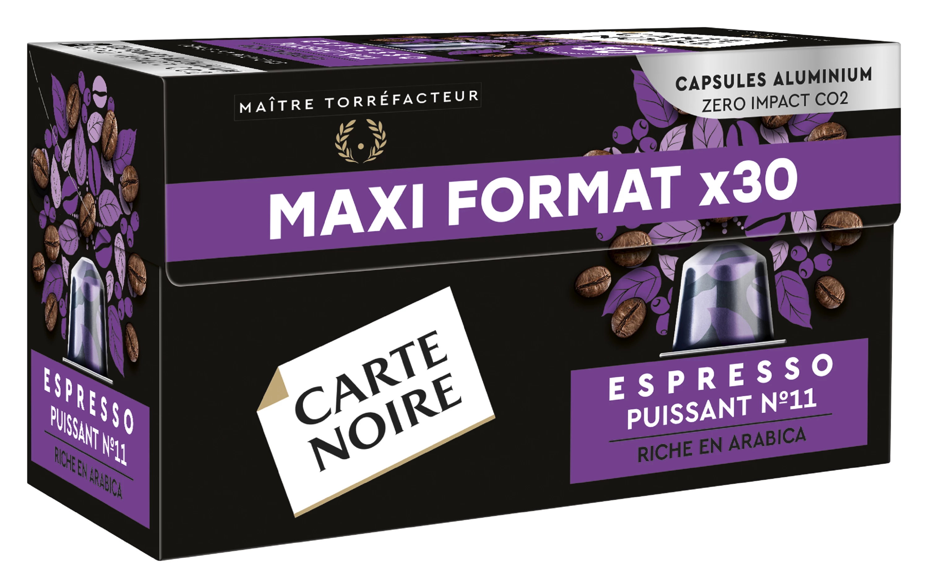 Cápsulas de café expresso potentes Lungo compatíveis com Nespresso; x30; 165g - CARTE NOIRE