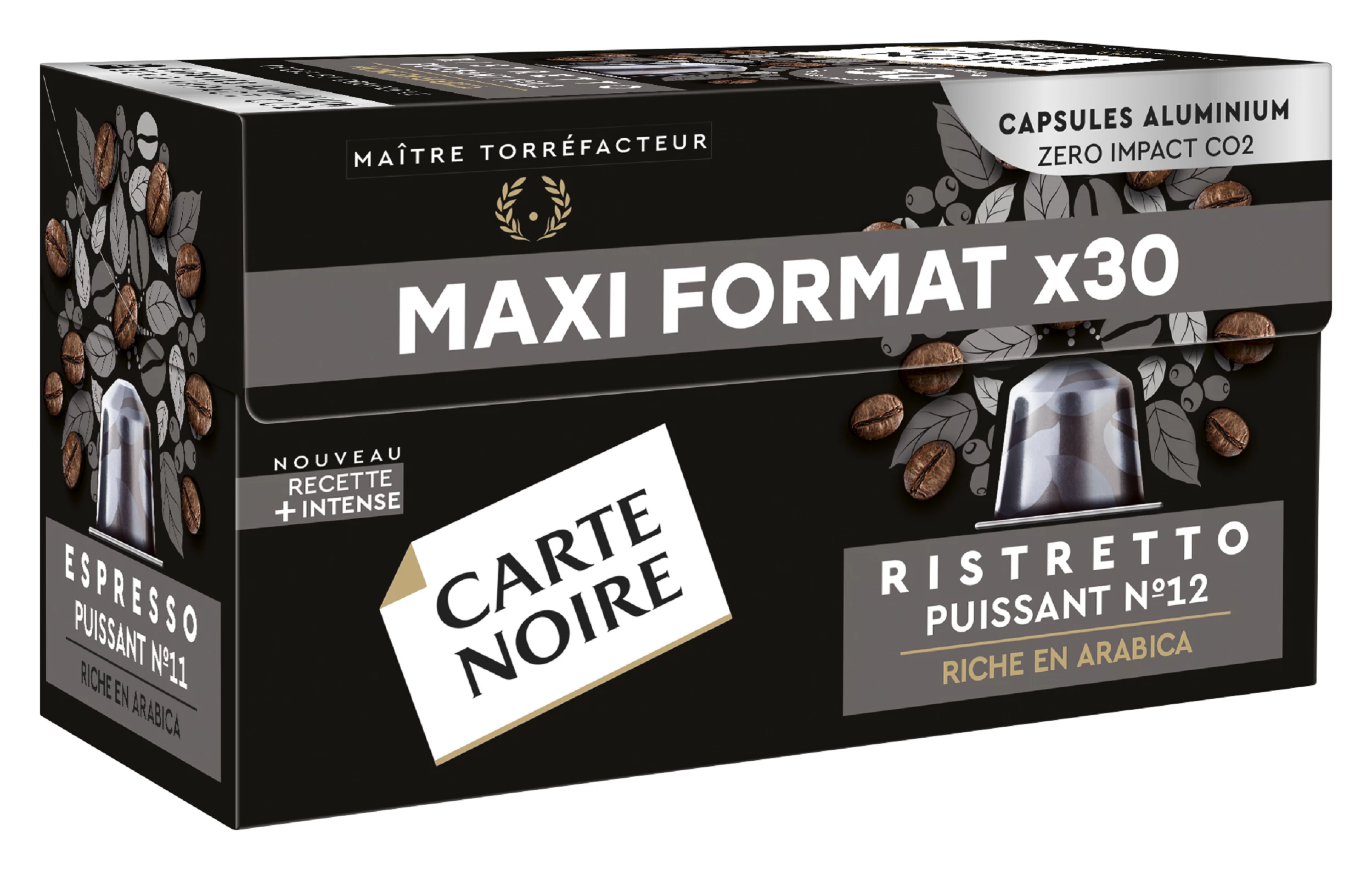 Capsules Café Espresso Ristretto Compatibles Nespresso; x30; 165g - CARTE NOIRE