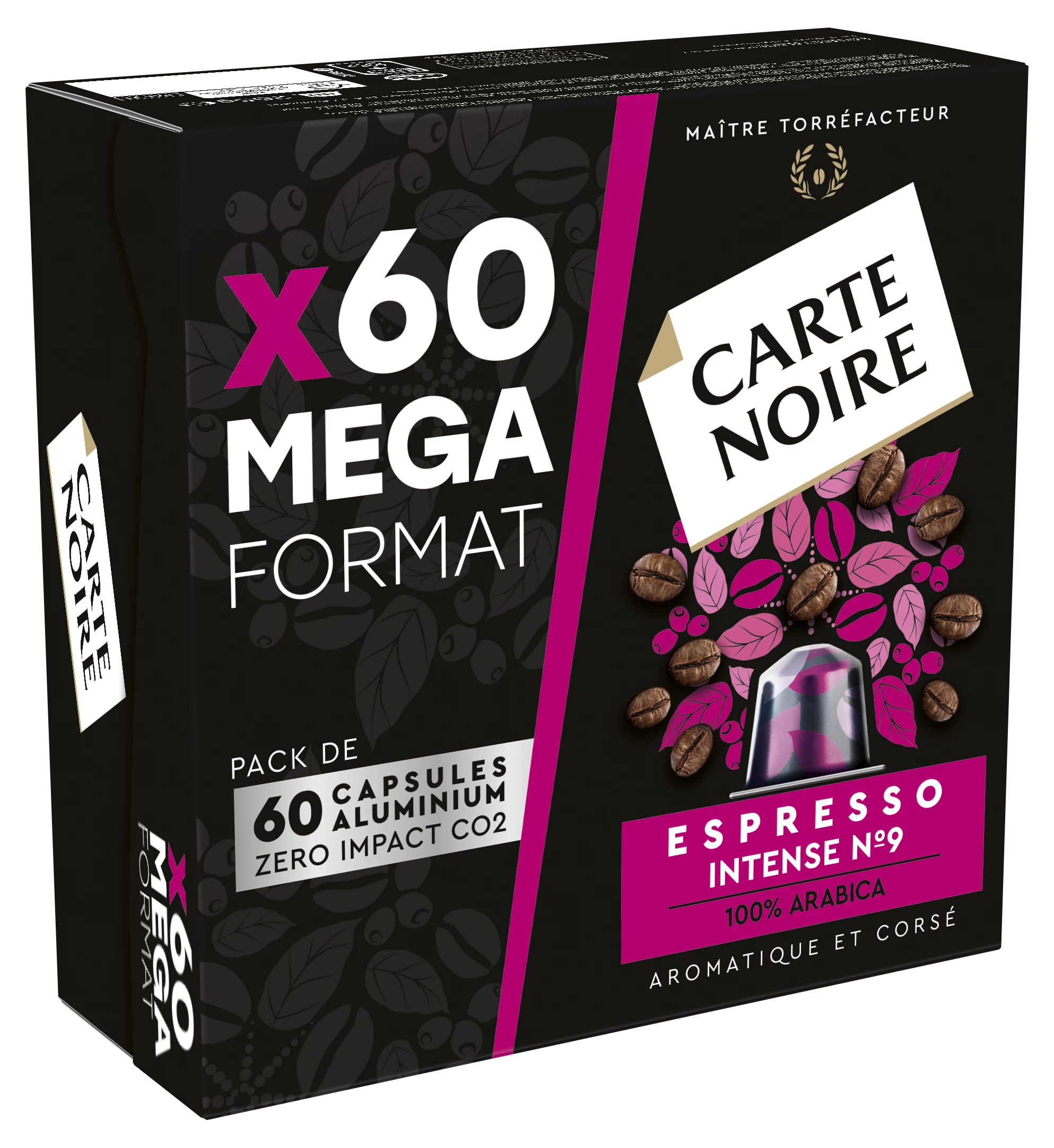 Capsules Café Espresso Intense Compatibles Nespresso; x60; 330g - CARTE NOIRE