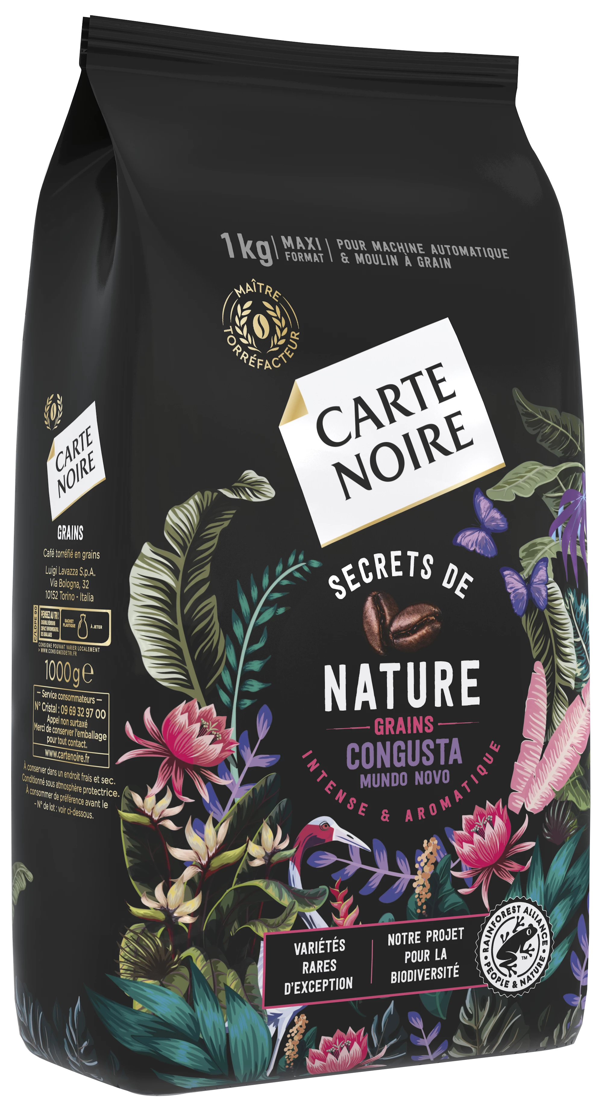 Kahawa katika maharagwe ya kahawa kali na yenye kunukia; 1kg begi - CARTE NOIRE
