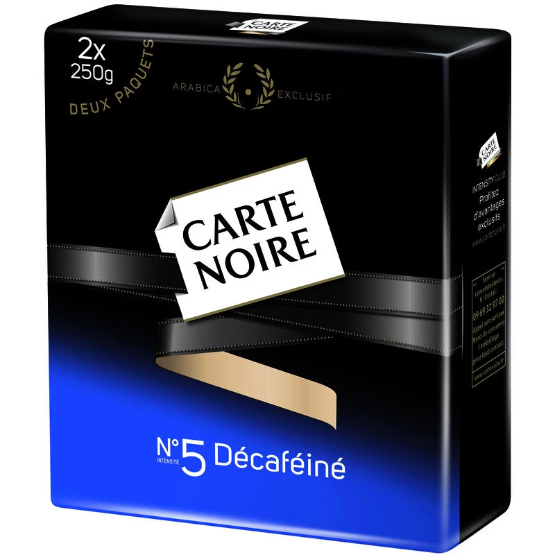 Café Moulu Décaféiné; 2x250g - CARTE NOIRE
