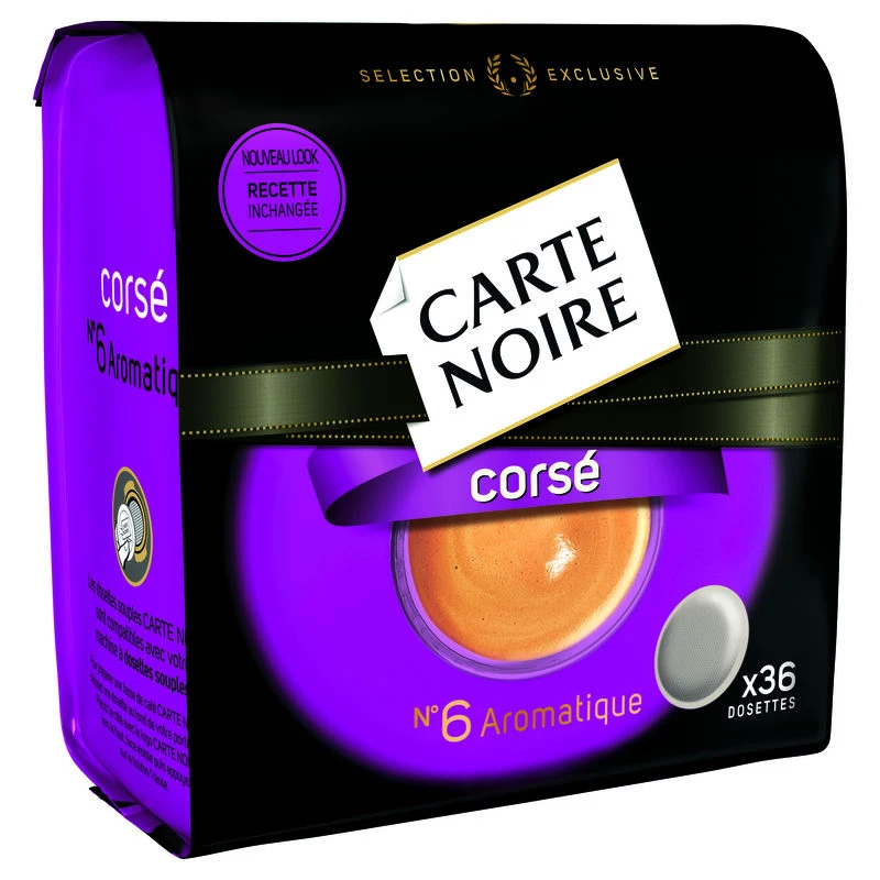 Café corsé n°6 x36 dosettes 250g - CARTE NOIRE