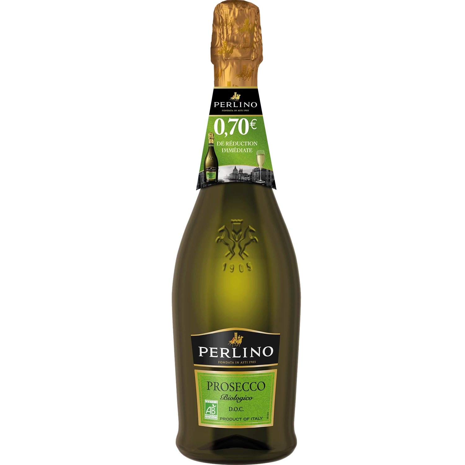 Vino espumoso Prosecco ecológico, 11°, 75 cl - PERLINO