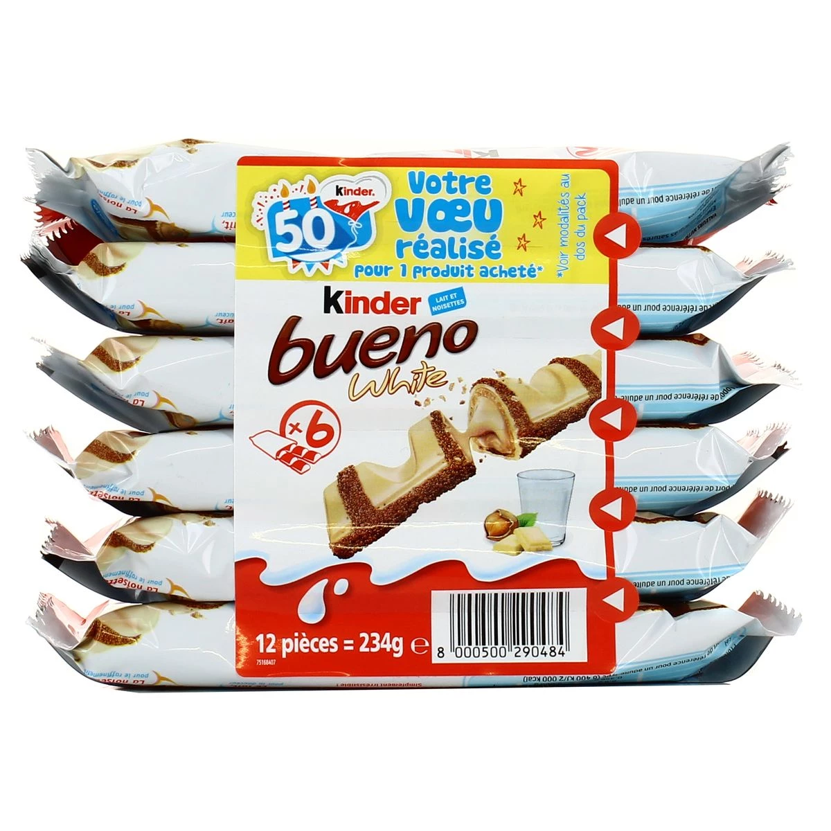 Barres chocolatées chocolat blanc Bueno 234g - KINDER
