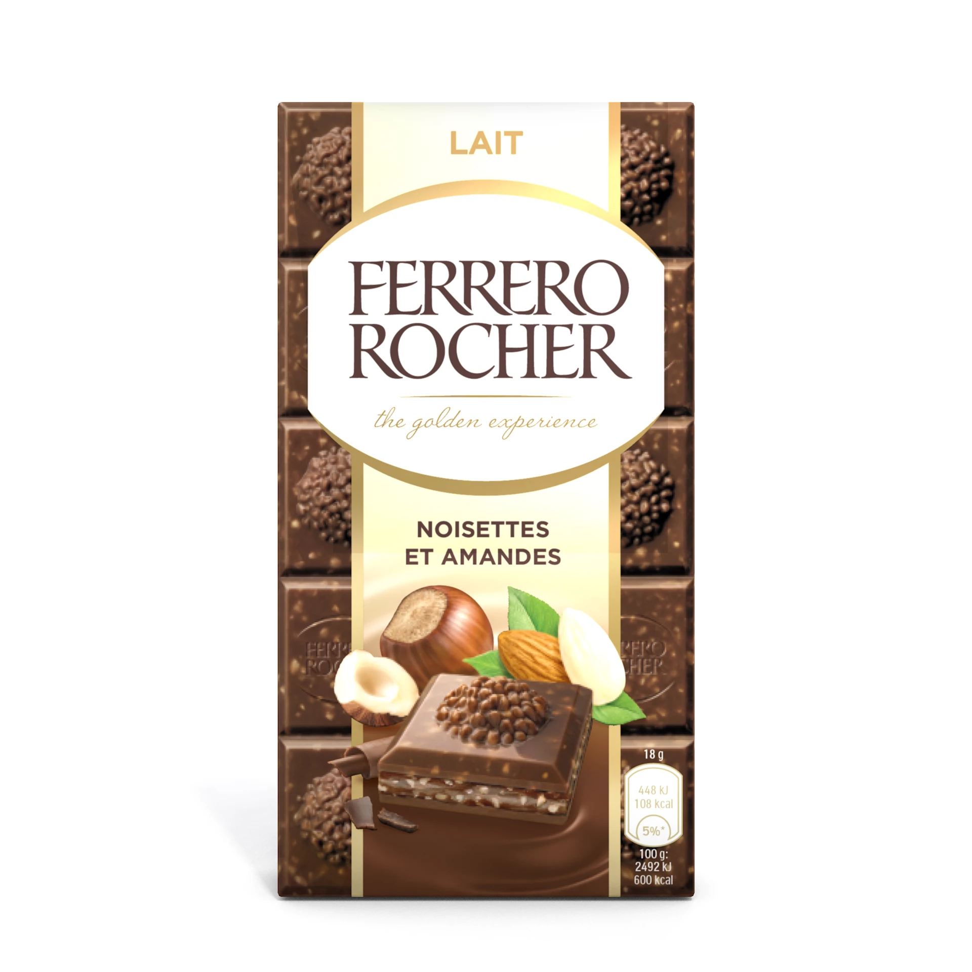 Barra de Chocolate con Avellanas y Almendras 90g - FERRERO