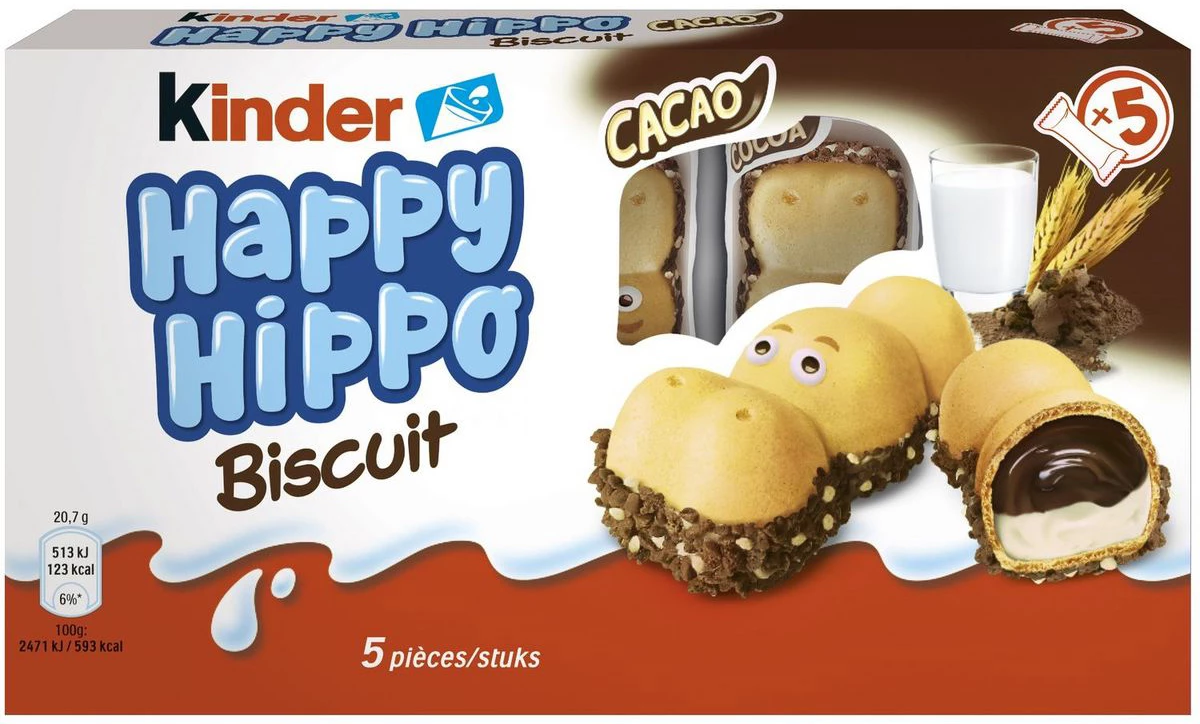 Biscuits Fourrés Cacao Kinder Happy Hippo - KINDER