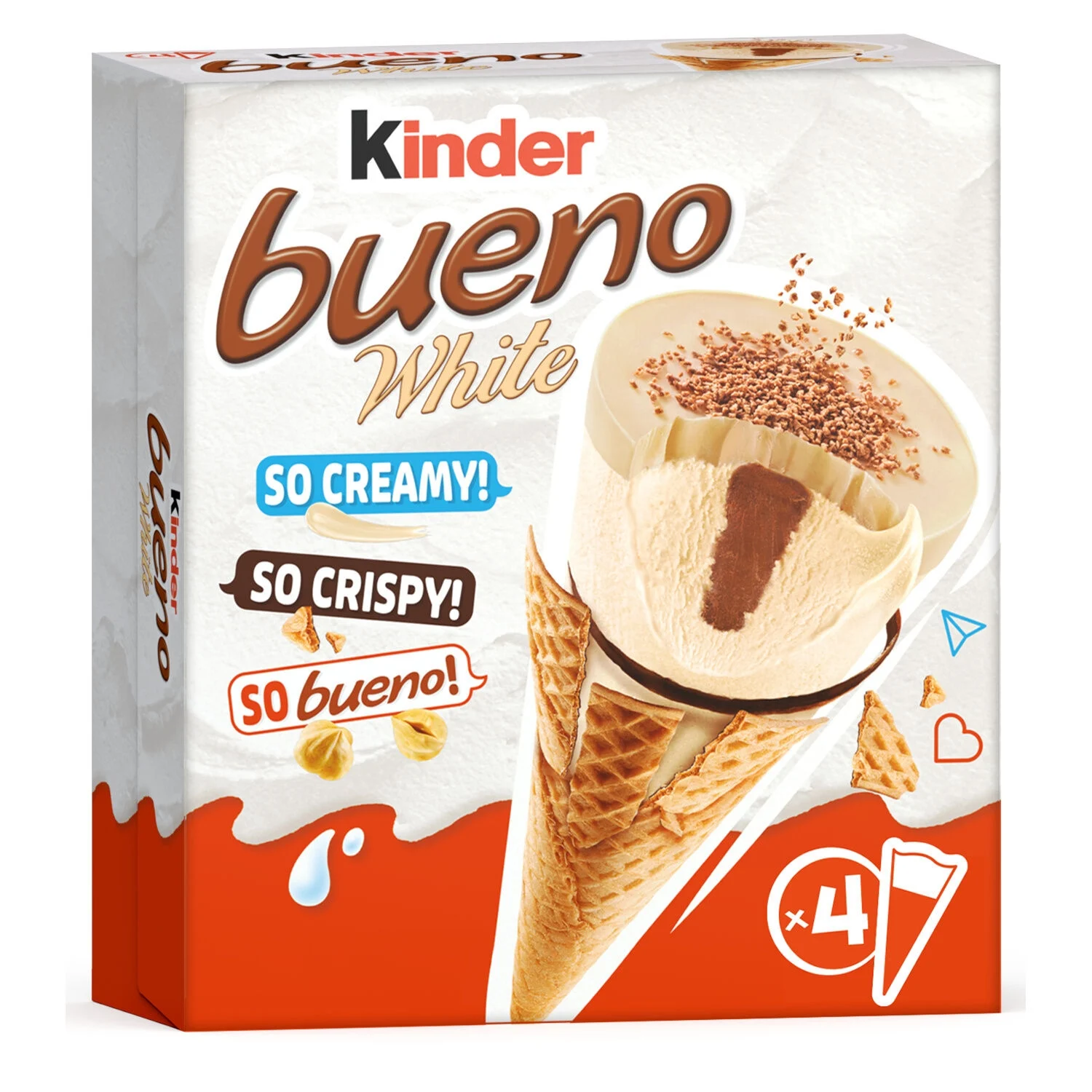 Ice chocolate cone X4 white chocolate - Kinder