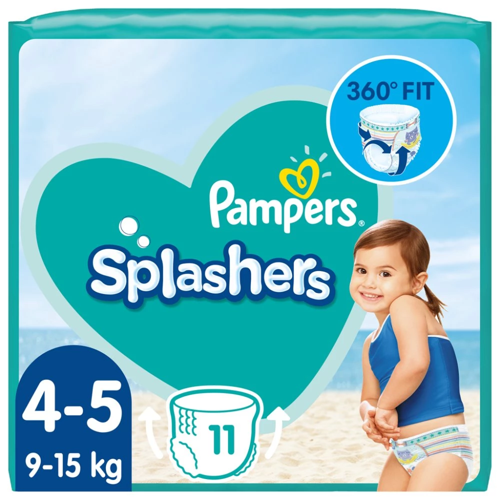 PAMPERS SPLASHERS BABY SHARK DISPOSABLE SWIM DIAPERS SIZE 4-5 (9KG-15KG) 11 DIAPERS - PAMPERS