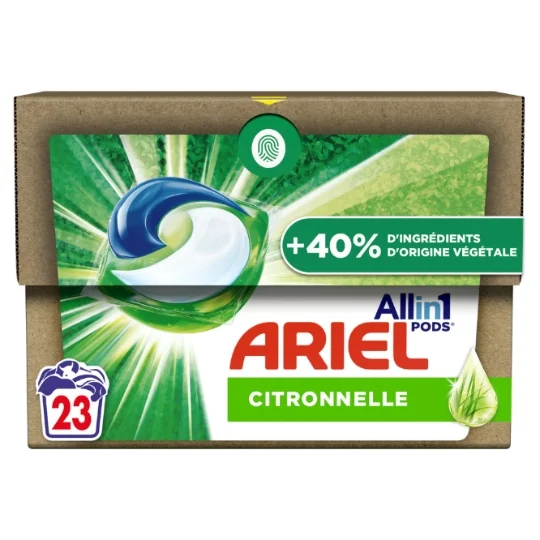 Pods Lessive Tout En 1 FraÎcheur De Plantes Avec Une Touche De Citronelle  23 Lavages Fr - ARIEL