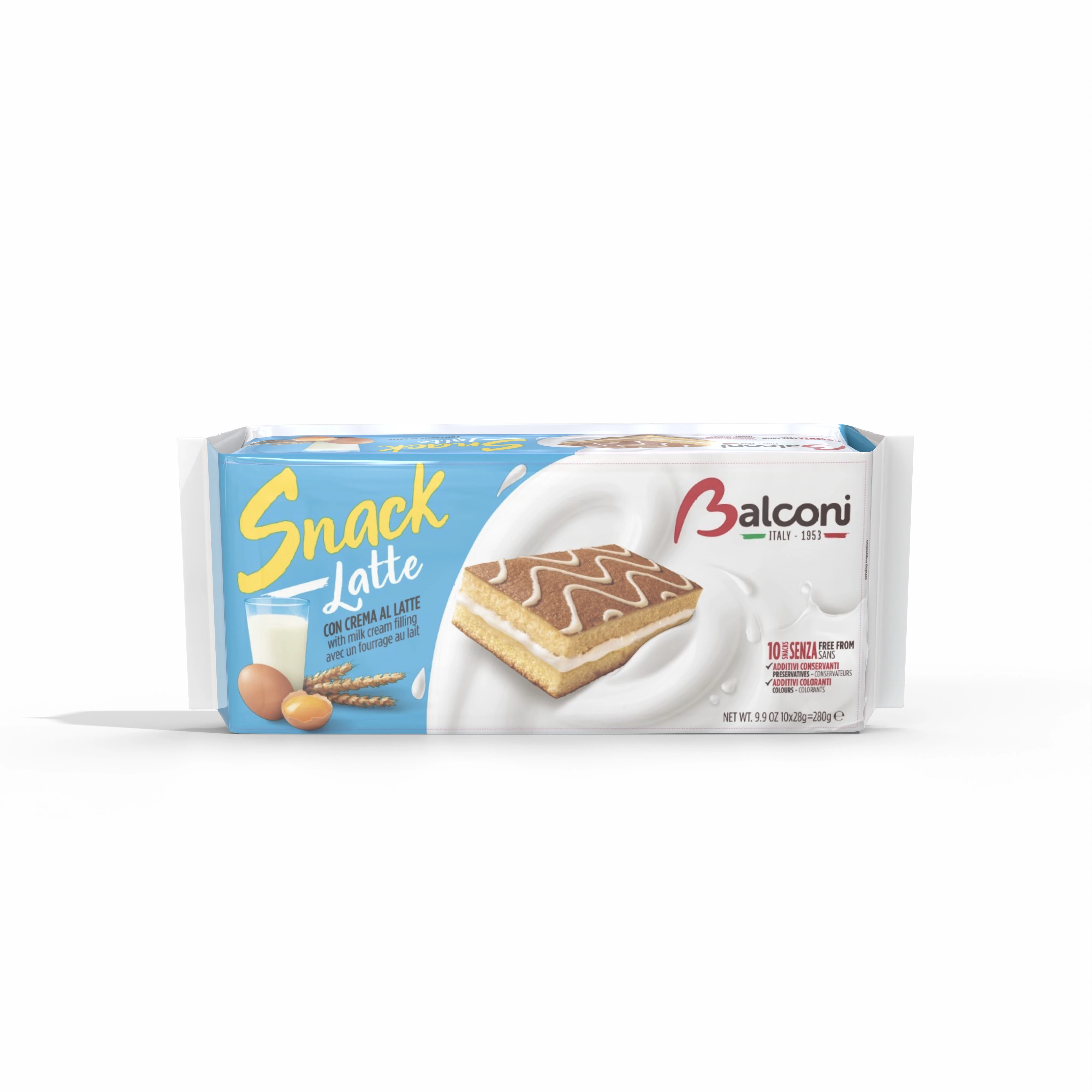 Snack Cakes Mini Sponge Cakes Filled With Milk 10x28g - BALCONI