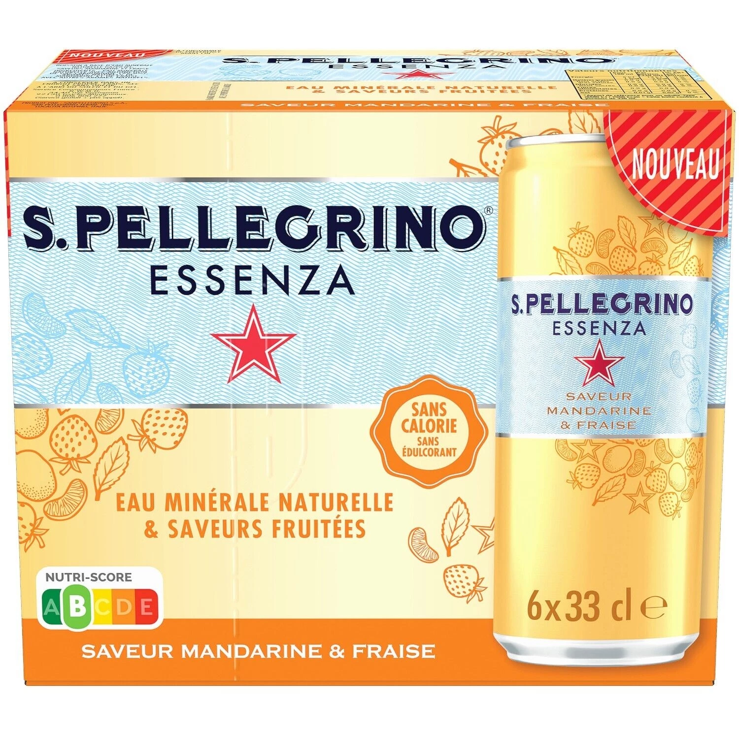 Flavored sparkling water mandarine strawberry 6x33cl - SAN PELLEGRINO ESSENZA
