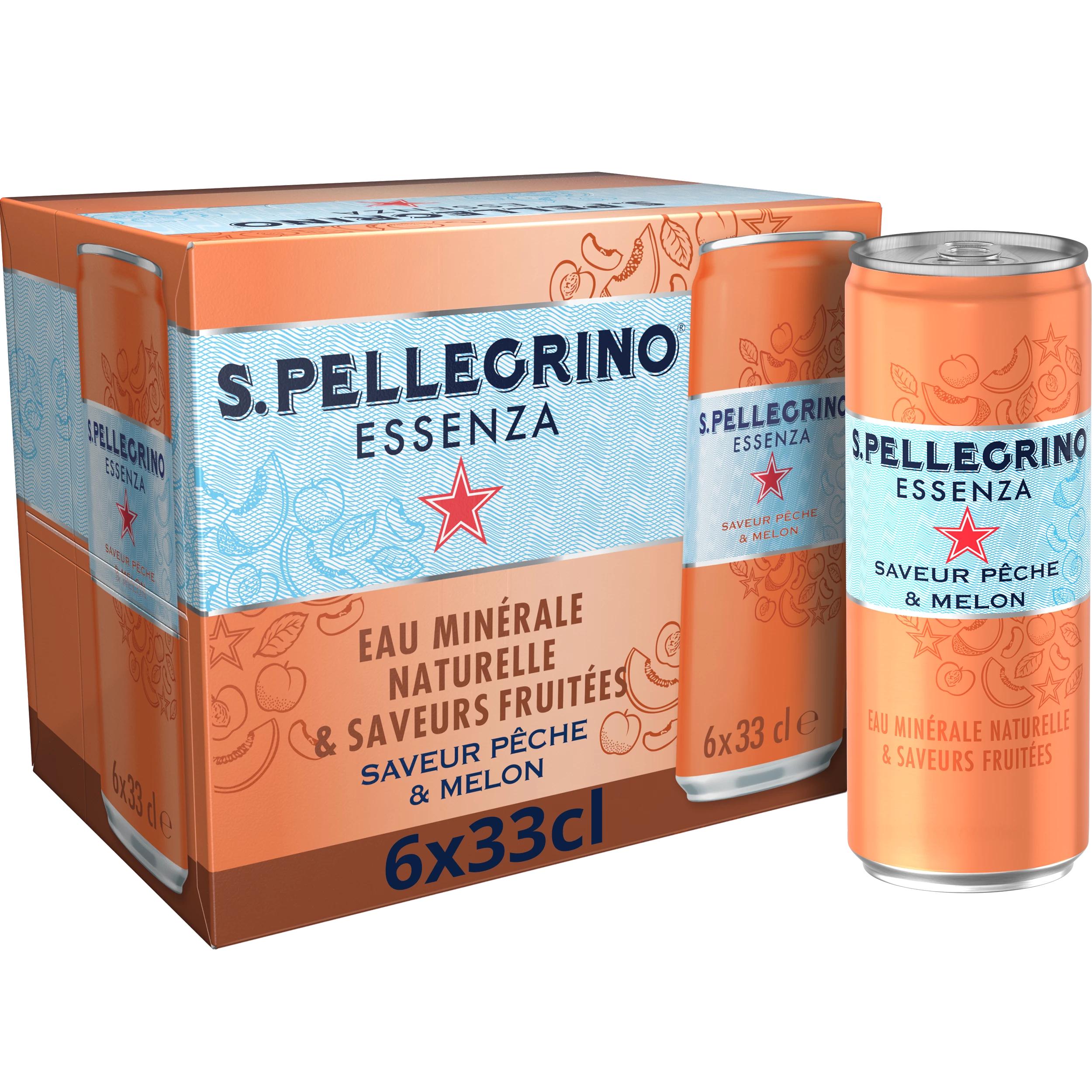 Peach Melon flavored sparkling water 6x33cl SAN PELLEGRINO ESSENZA