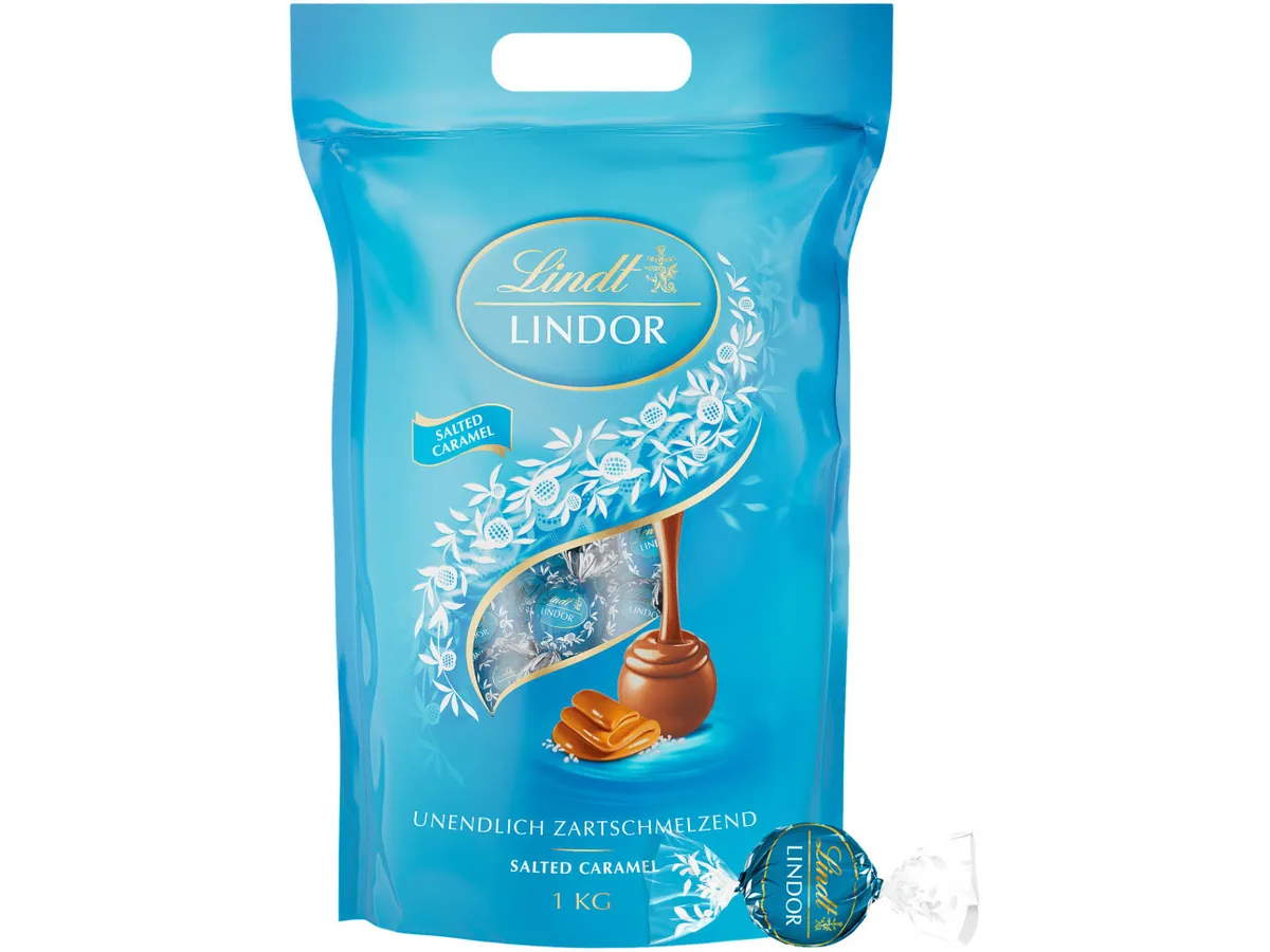 Lindor Doypack Caramel Pointe De Sel 1kg - LINDT