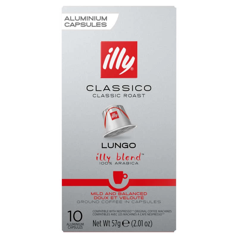 Café Lungo Classico x10 cápsulas de espresso 57g - ILLY