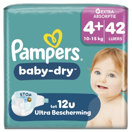Couches Baby-Dry 10-15kg - Taille 4+ x42 - PAMPERS
