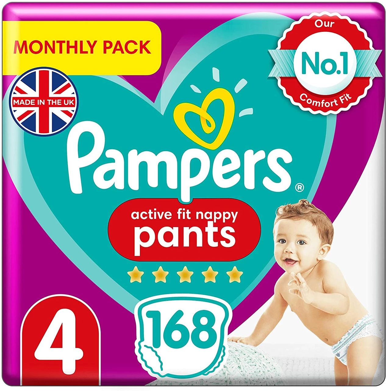 Couches pour Bébé Premium Protect Pant S4 - 168 -  PAMPERS
