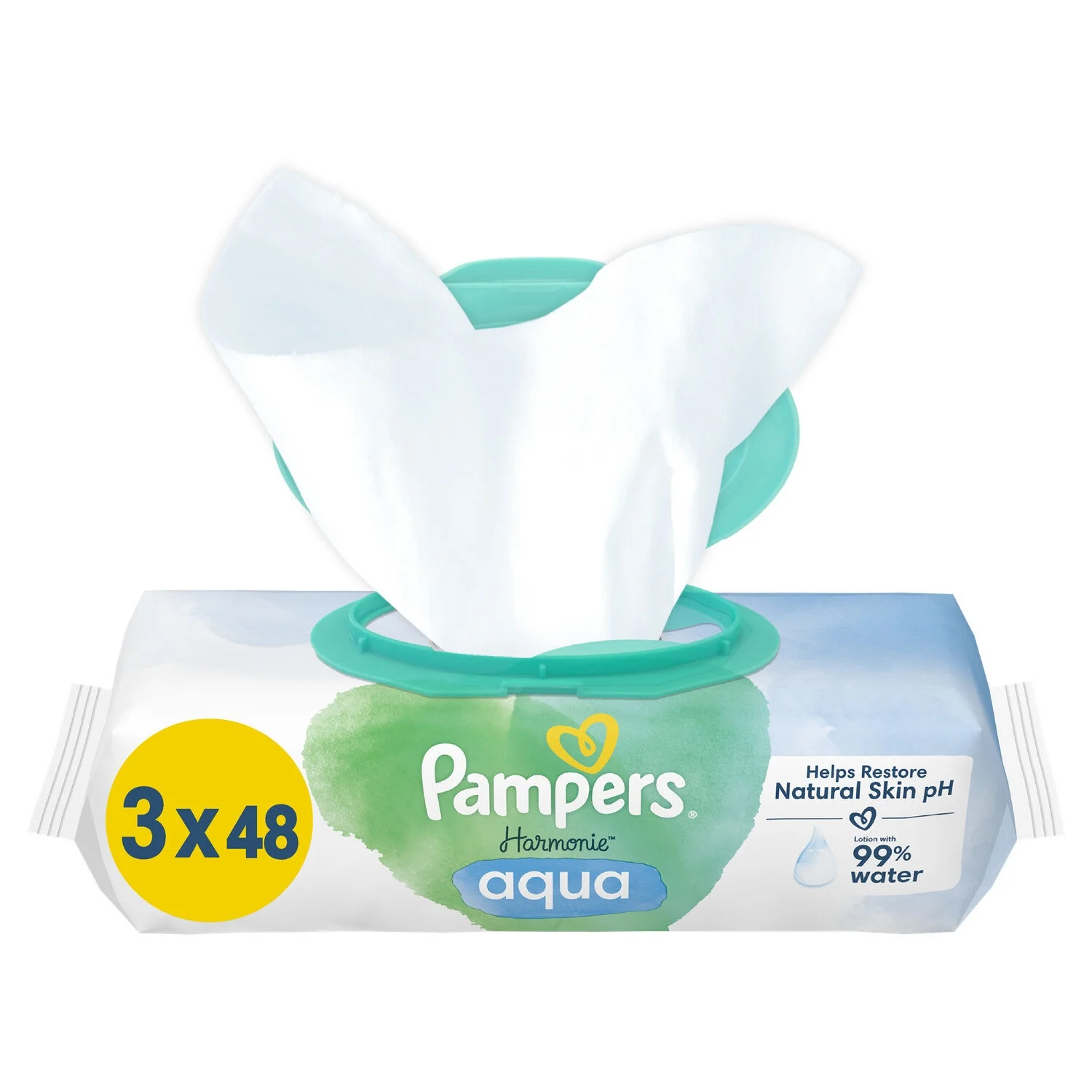 Harmony Aqua Baby Wipes 3X48 - PAMPERS