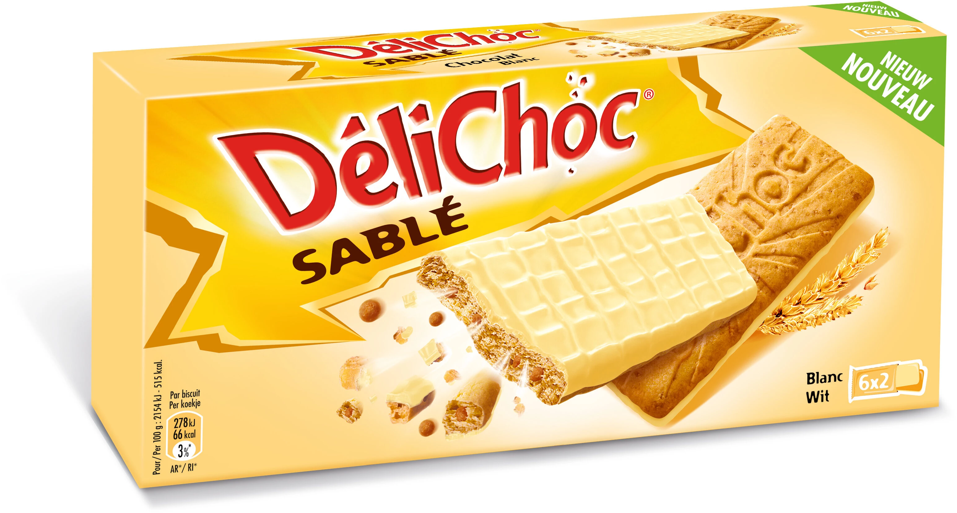 Biscuits sablés au chocolat blanc Délichoc 150g - DELACRE