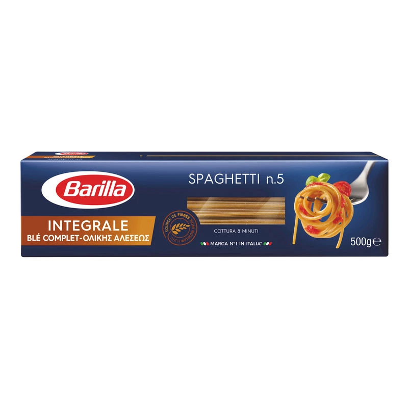 معكرونة سباجيتي رقم 5 بالقمح الكامل، 500 جرام - BARILLA