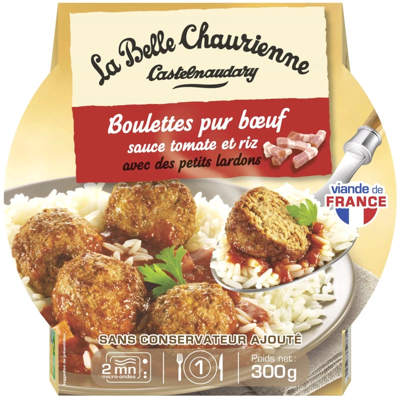 Boulette De Bœuf Sauce Catalane Et Riz  300g - LA BELLE CHAURIENNE
