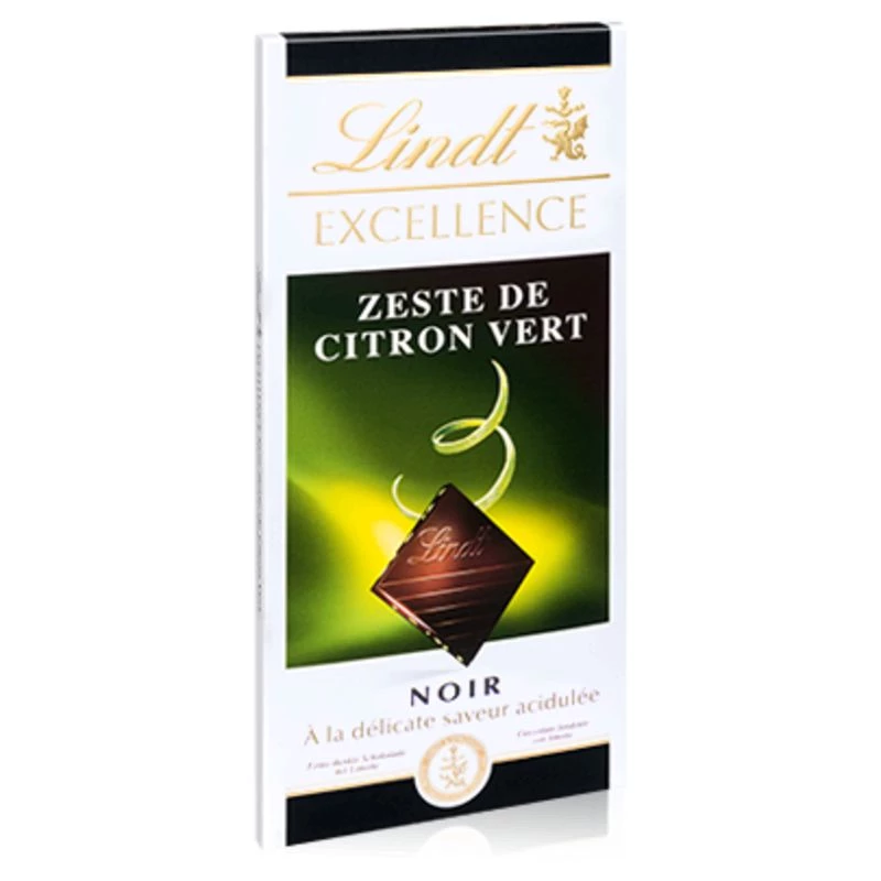 Tablette de chocolat noir; extra-fin traditionnel; au citron vert 100g - LINDT