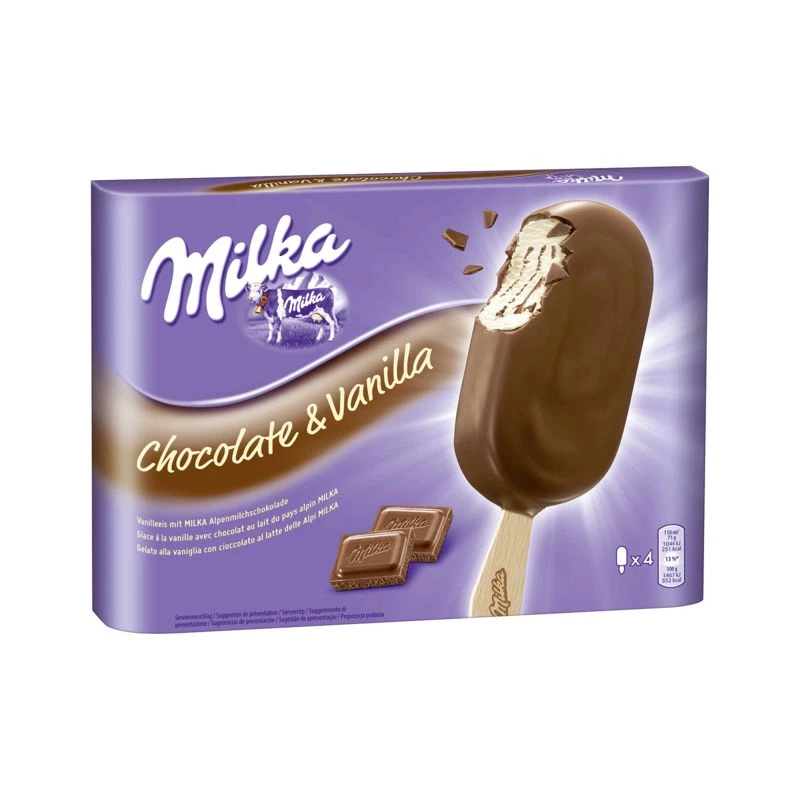 Bâtonnets chocolat & vanille x4  - MILKA