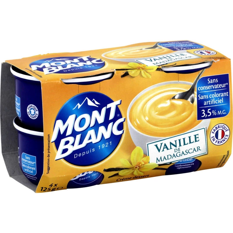 वेनिला मिठाई क्रीम, 4x125 ग्राम - मोंट ब्लैंक